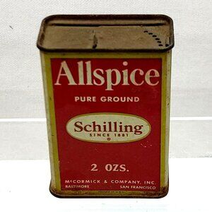 Schilling Allspice Pure Ground 2 Oz. Tin Can Container Vintage Kitchen Decor VTG